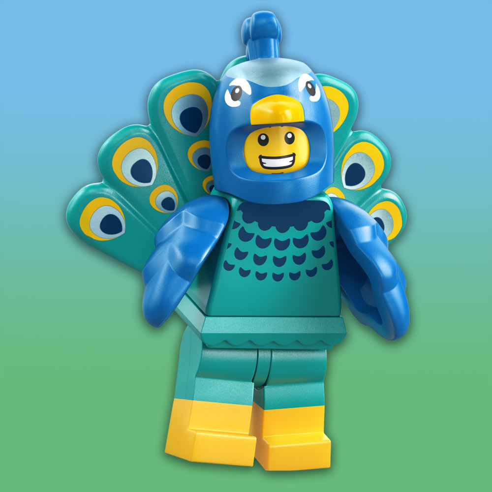 LEGO Peacock Costume Fan Minifigure 71051 Series 28 Collectible Figure