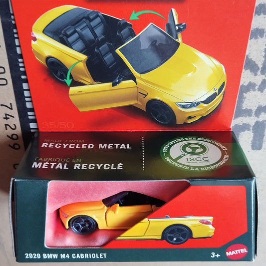 Matchbox Moving Parts 2020 BMW M4 Cabriolet Yellow Convertible 1:64 Collector
