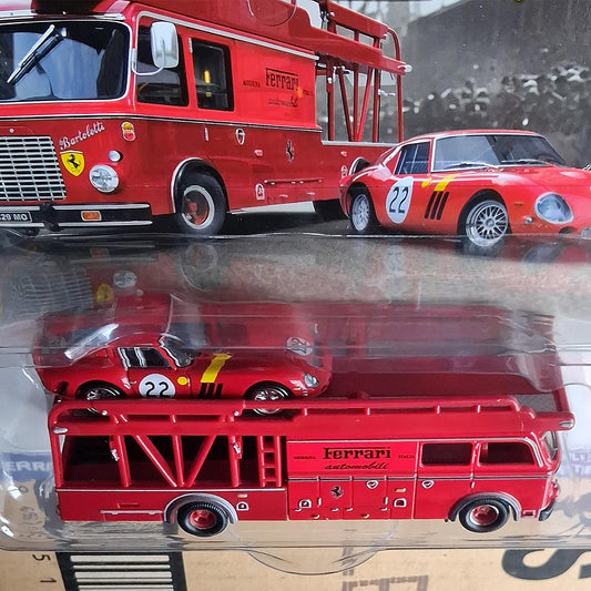 Hot Wheels Team Transport Ferrari 250 GTO & Fiat 642 RN Bartoletti Transporter 1:64 Premium Set