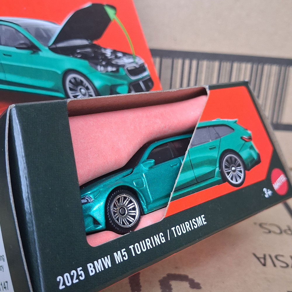 Matchbox Moving Parts 2025 BMW M5 Touring Green Wagon Diecast Car 1:64 Opening Hood