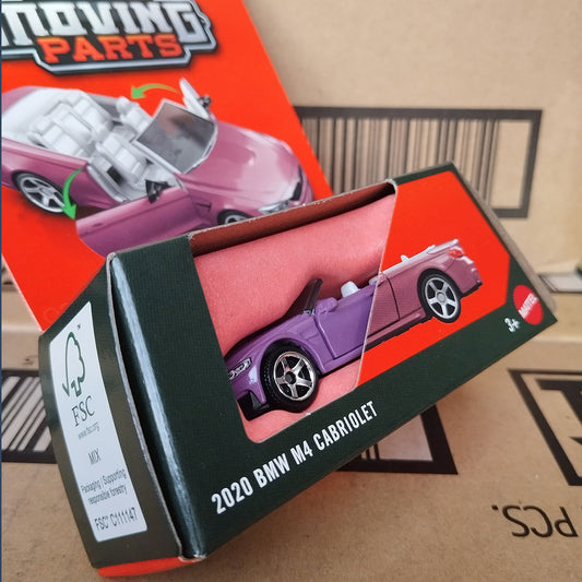 Matchbox Moving Parts 2020 BMW M4 Cabriolet Pink Convertible Diecast Car 1:64
