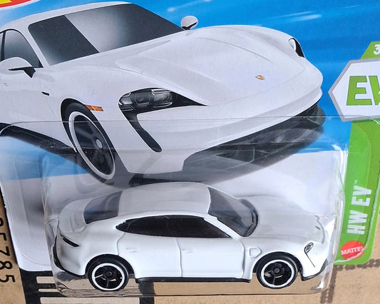 Hot Wheels Porsche Taycan Turbo S White HW EV 1:64 Diecast Model Car