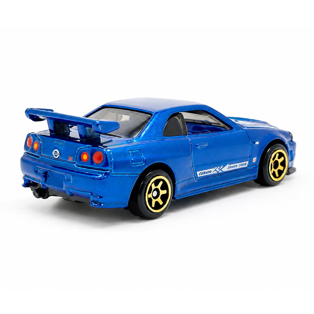 Hot Wheels Nissan Skyline GT-R BNR34 Blue JDM Diecast Model 1:64 Gold Wheels