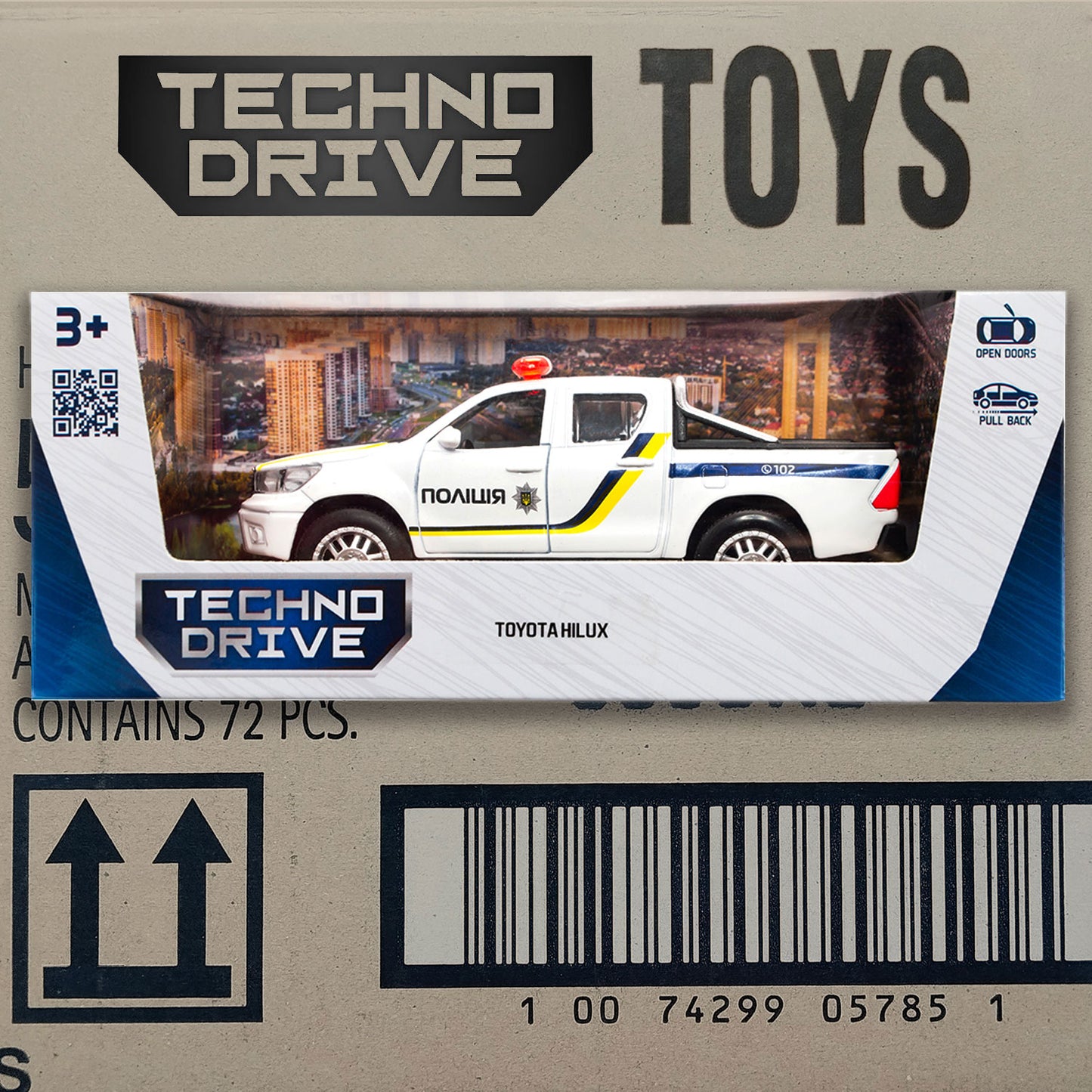 Toyota Hilux Ukraine police car diecast 1:43 model with open doors