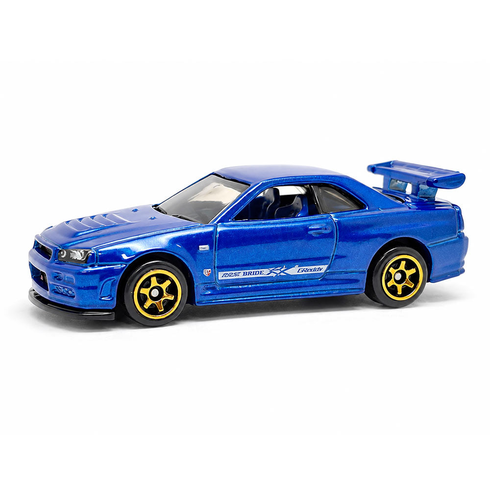 Hot Wheels Nissan Skyline GT-R BNR34 Blue JDM Diecast Model 1:64 Gold Wheels