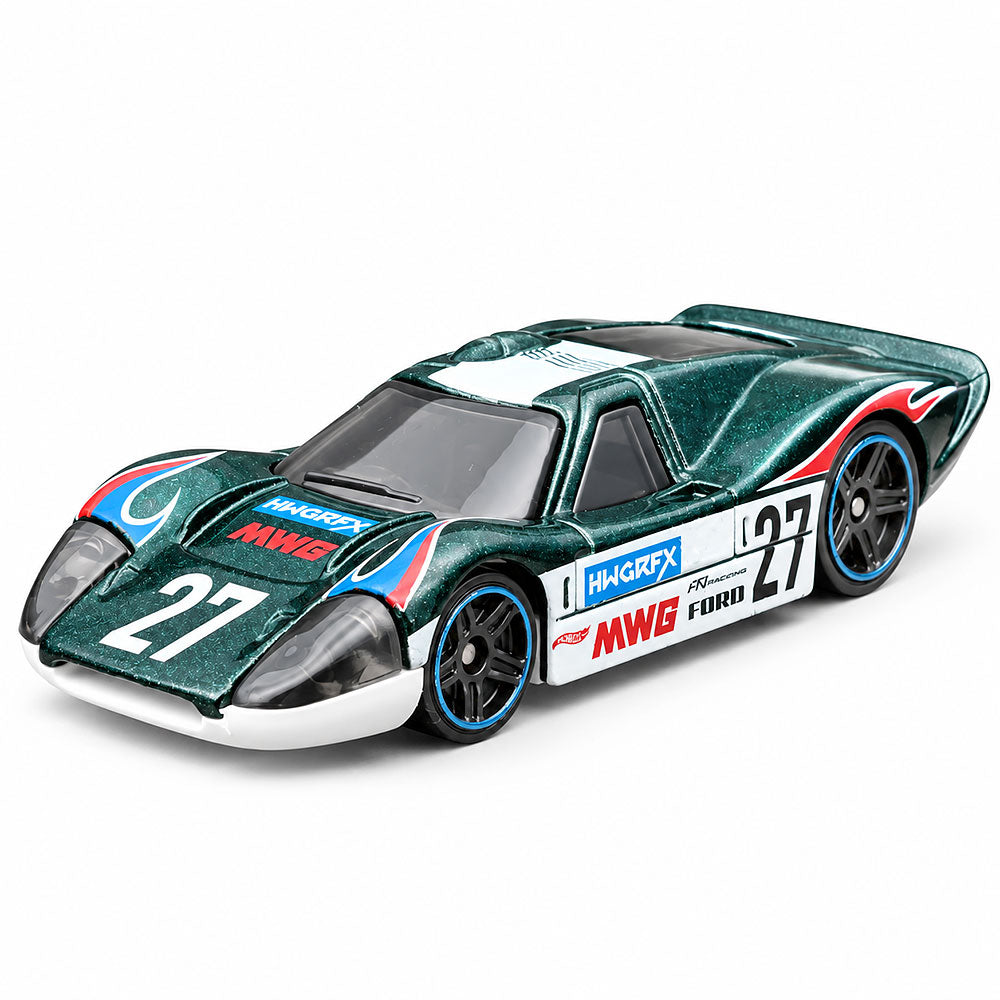 Hot Wheels ’67 Ford GT40 Mk.IV Green Vintage Race Car 1:64 Scale Diecast Model