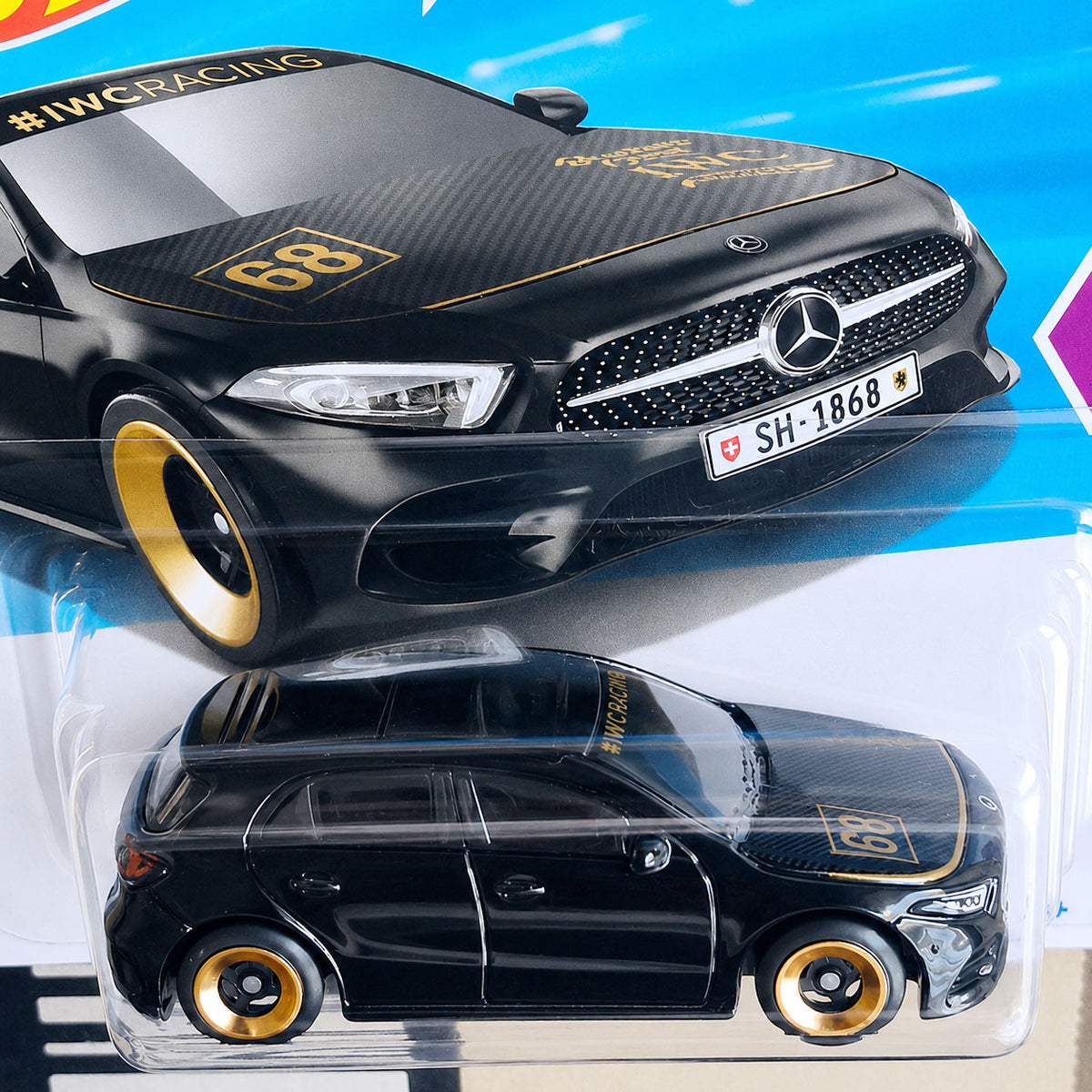 Hot Wheels ’19 Mercedes-Benz A-Class Black Gold Wheels Diecast 1:64 Compact Kings