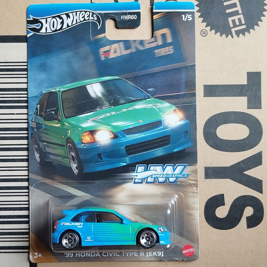 Hot Wheels 1999 Honda Civic Type R EK9 Falken Speed Graphics Die-Cast Model 1:64