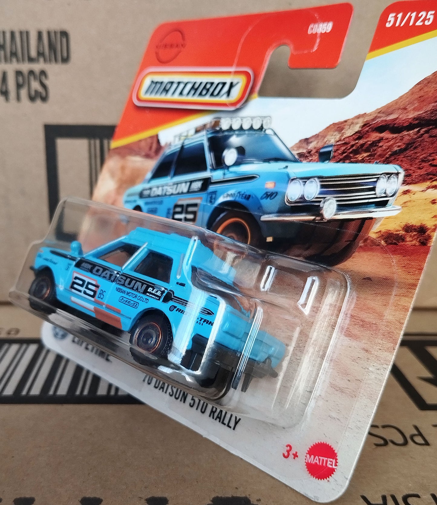 Matchbox 1970 Datsun 510 Rally Blue Diecast Model Car 1:64 Collector