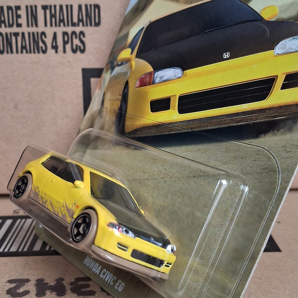 Hot Wheels Fast & Furious Honda Civic EG Yellow Hatchback Die-Cast Model 1:64 Silver Series