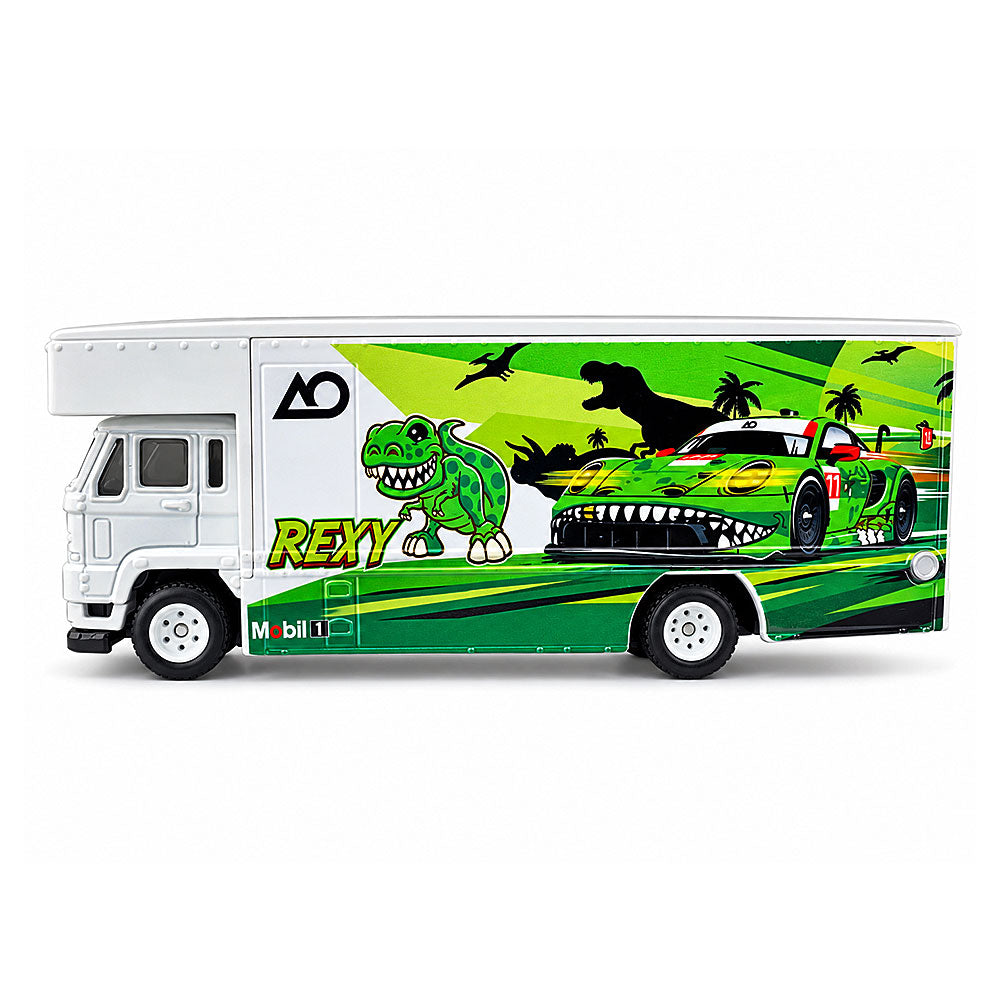 Hot Wheels Premium Porsche 911 GT3 R Team Transport Set | AO Racing REXY Race Car and Fleet Flyer Truck