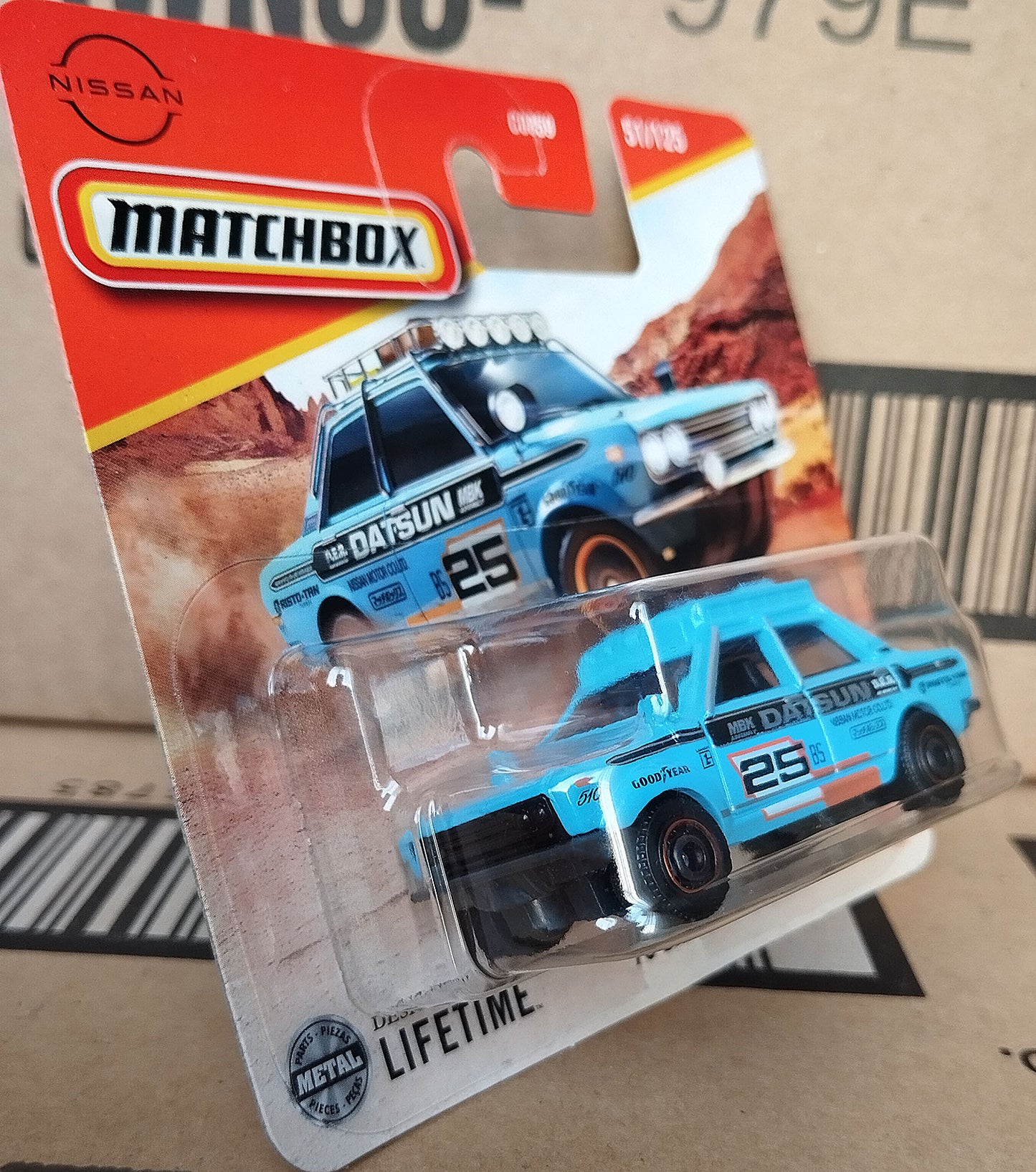 Matchbox 1970 Datsun 510 Rally Blue Diecast Model Car 1:64 Collector