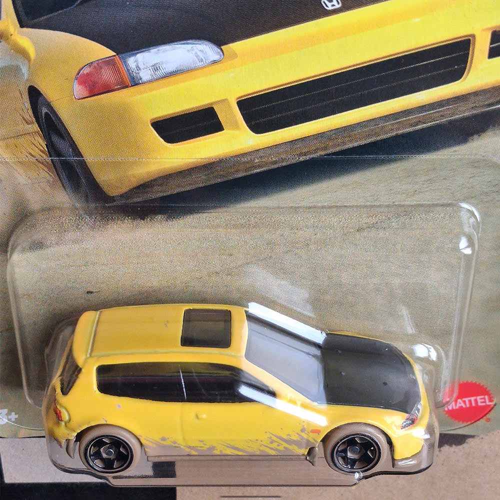 Hot Wheels Fast & Furious Honda Civic EG Yellow Hatchback Die-Cast Model 1:64 Silver Series