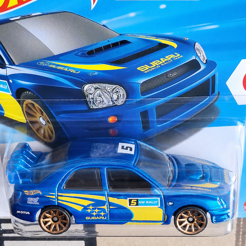 Hot Wheels Subaru Impreza WRX Blue Rally Car Gold Wheels JDM Diecast 1:64