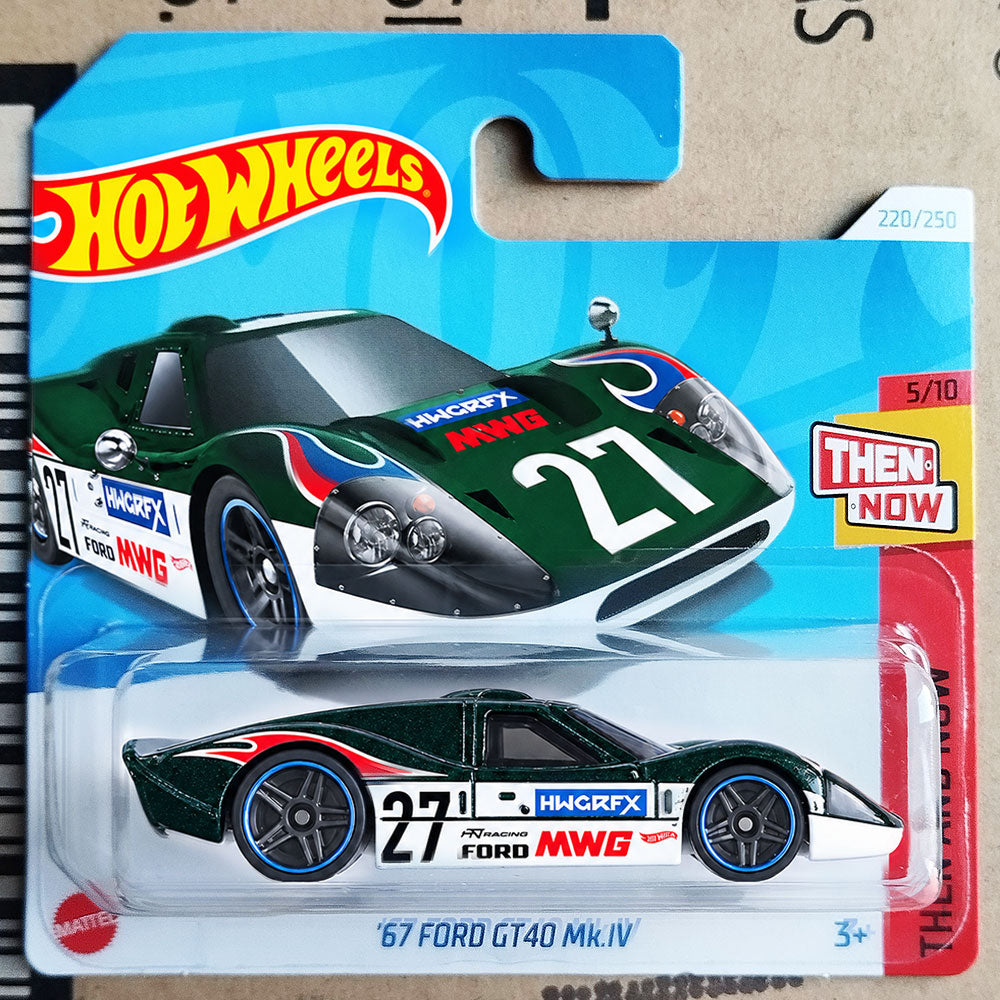 Hot Wheels ’67 Ford GT40 Mk.IV Green Vintage Race Car 1:64 Scale Diecast Model