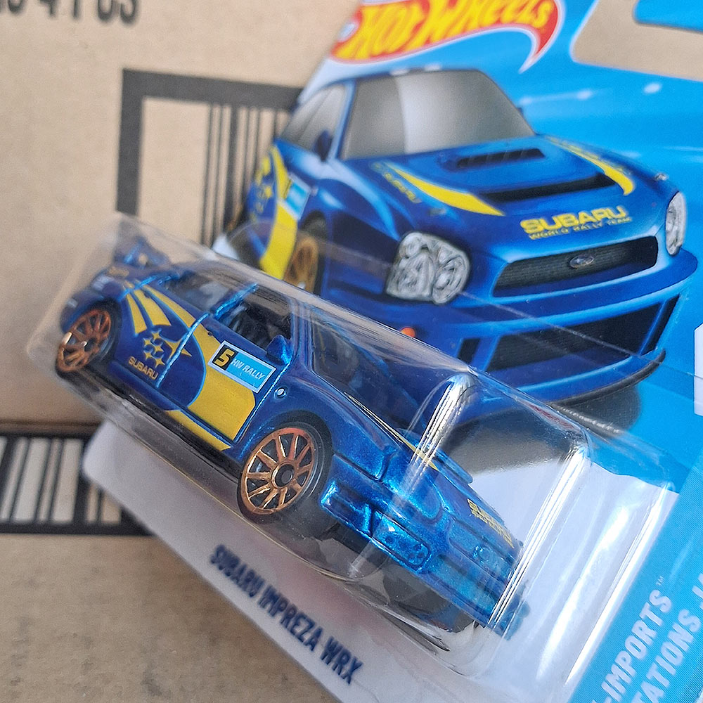 Hot Wheels Subaru Impreza WRX Blue Rally Car Gold Wheels JDM Diecast 1:64