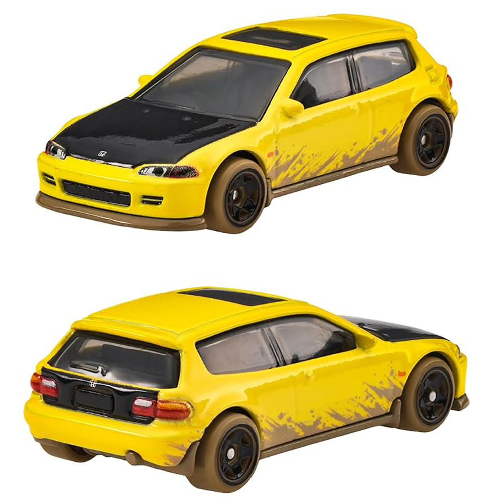 Hot Wheels Fast & Furious Honda Civic EG Yellow Hatchback Die-Cast Model 1:64 Silver Series