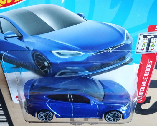 Hot Wheels Tesla Model S Plaid Blue Quarter Mile Heroes 1:64 Diecast Model