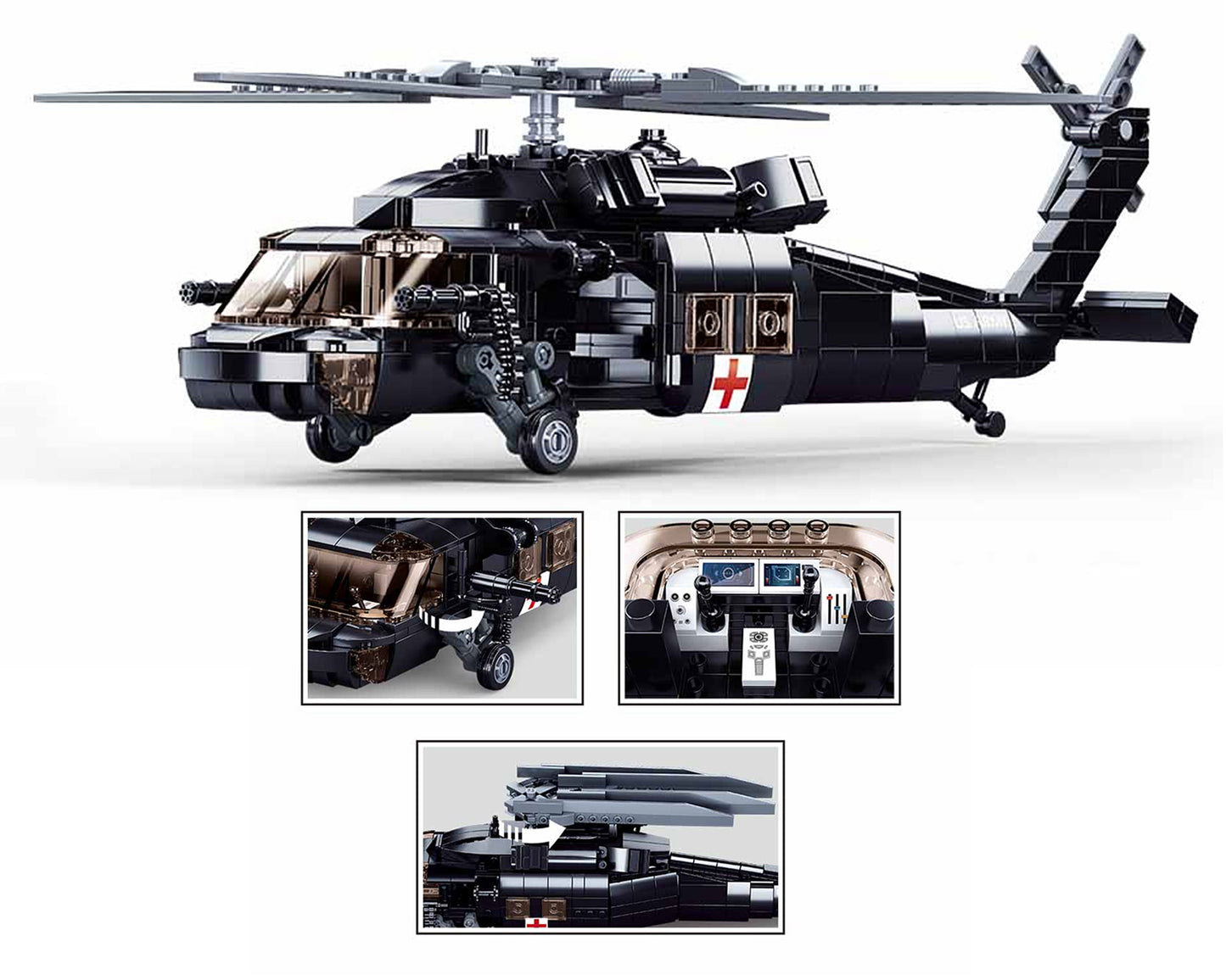 Sluban Sikorsky UH-60 Black Hawk Helicopter Building Blocks Set | US Army Military Toy Gift