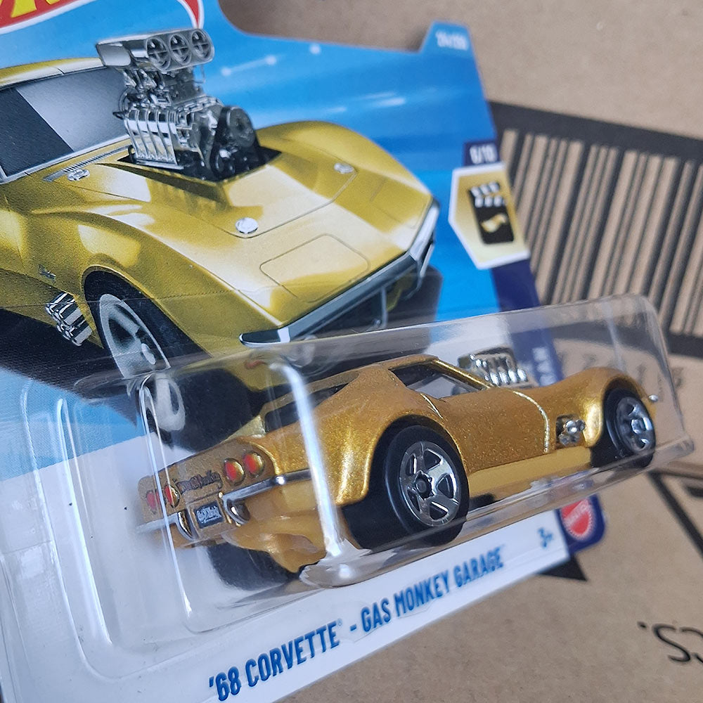 Hot Wheels 1968 Corvette Gas Monkey Garage Gold 1:64 Scale Diecast Vintage Muscle Car Model