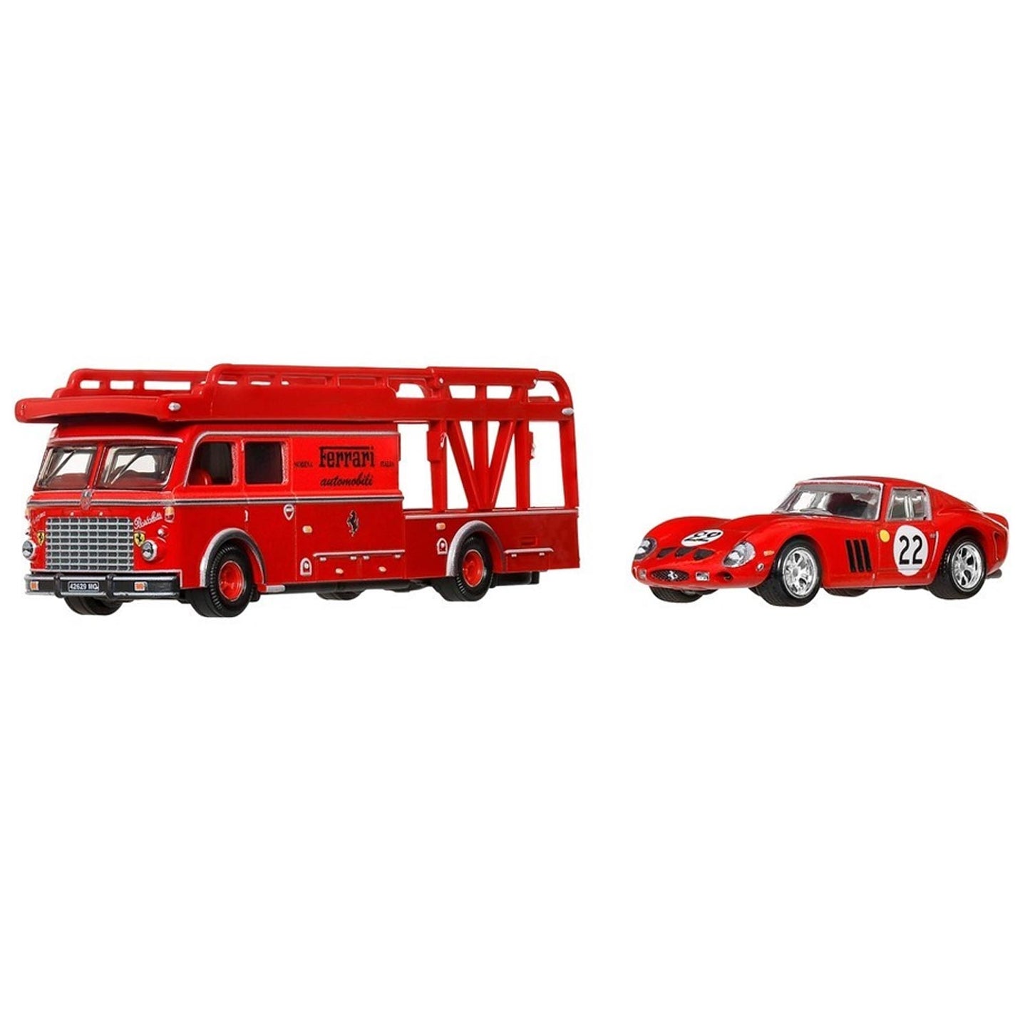 Hot Wheels Team Transport Ferrari 250 GTO & Fiat 642 RN Bartoletti Transporter 1:64 Premium Set