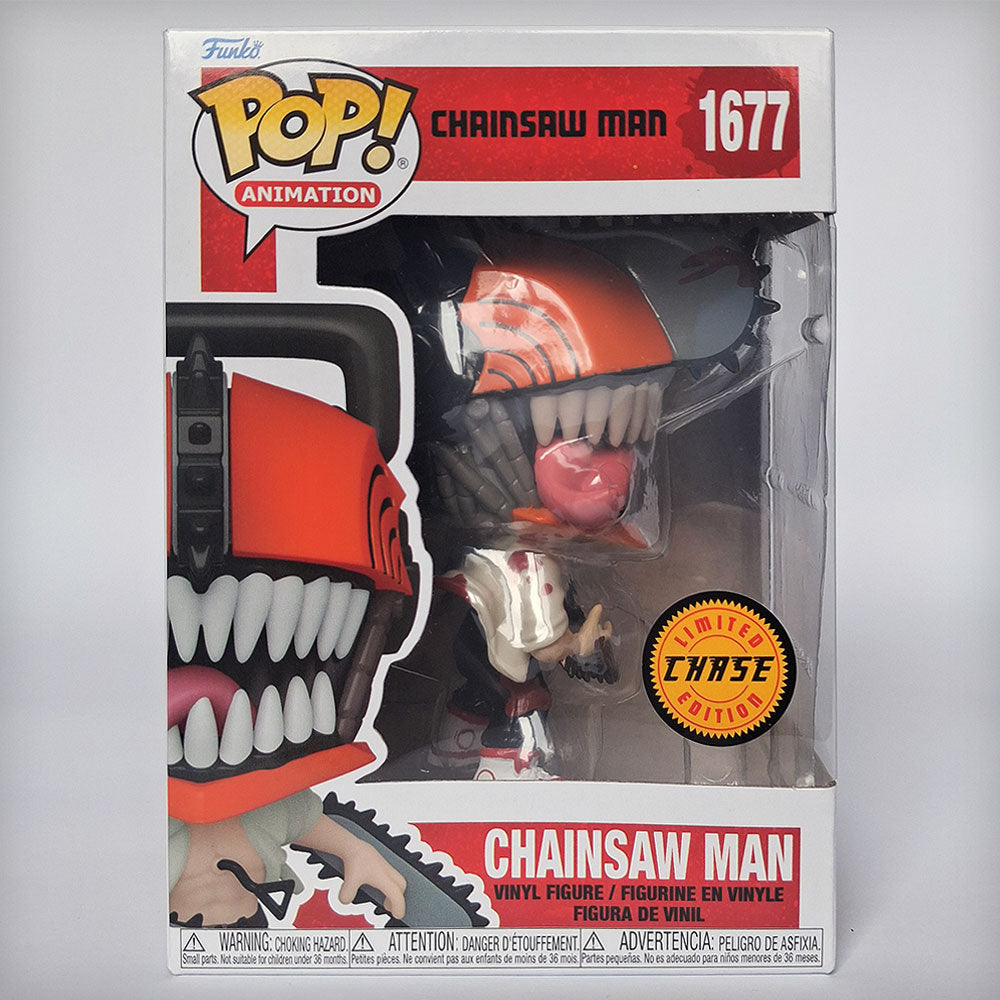 Funko Pop Chainsaw Man #1677 Chase Edition anime vinyl figure in box rare manga collectible.