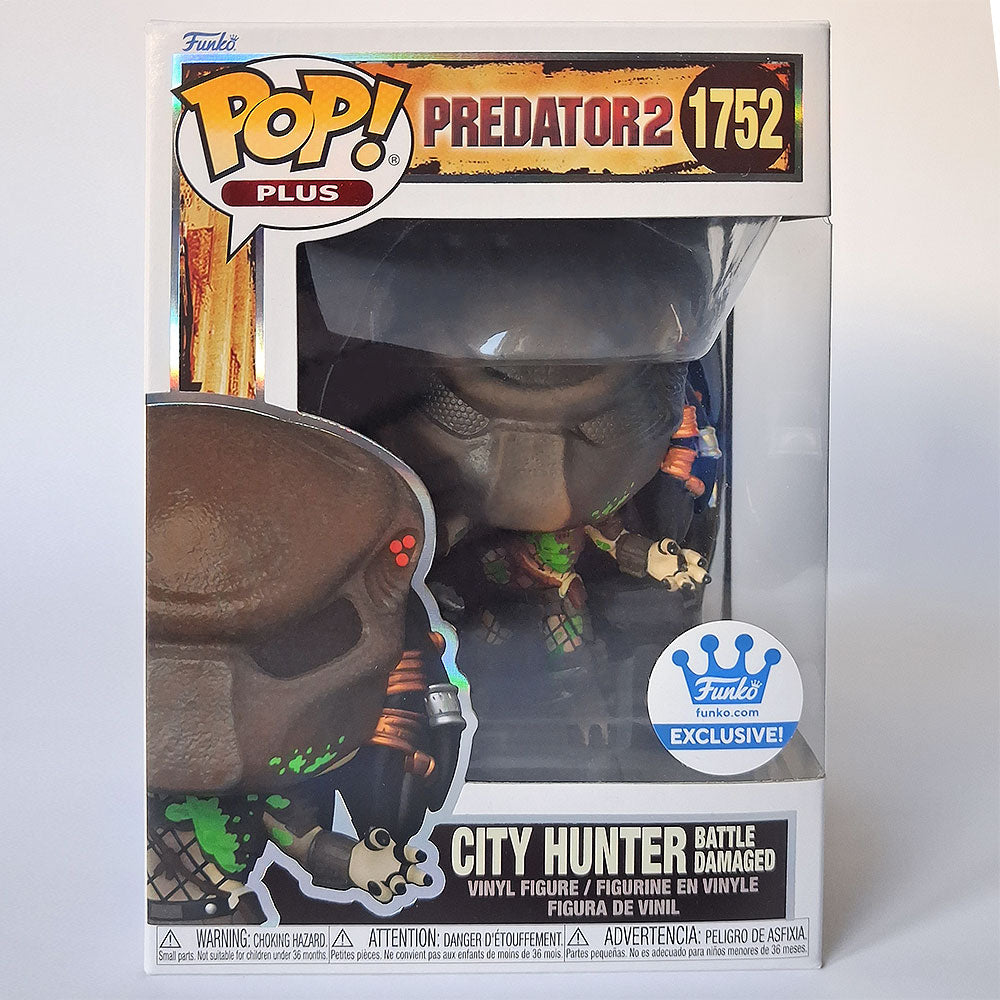 Funko Pop City Hunter Predator #1752 battle damaged exclusive vinyl figure Predator 2 collectible in box.