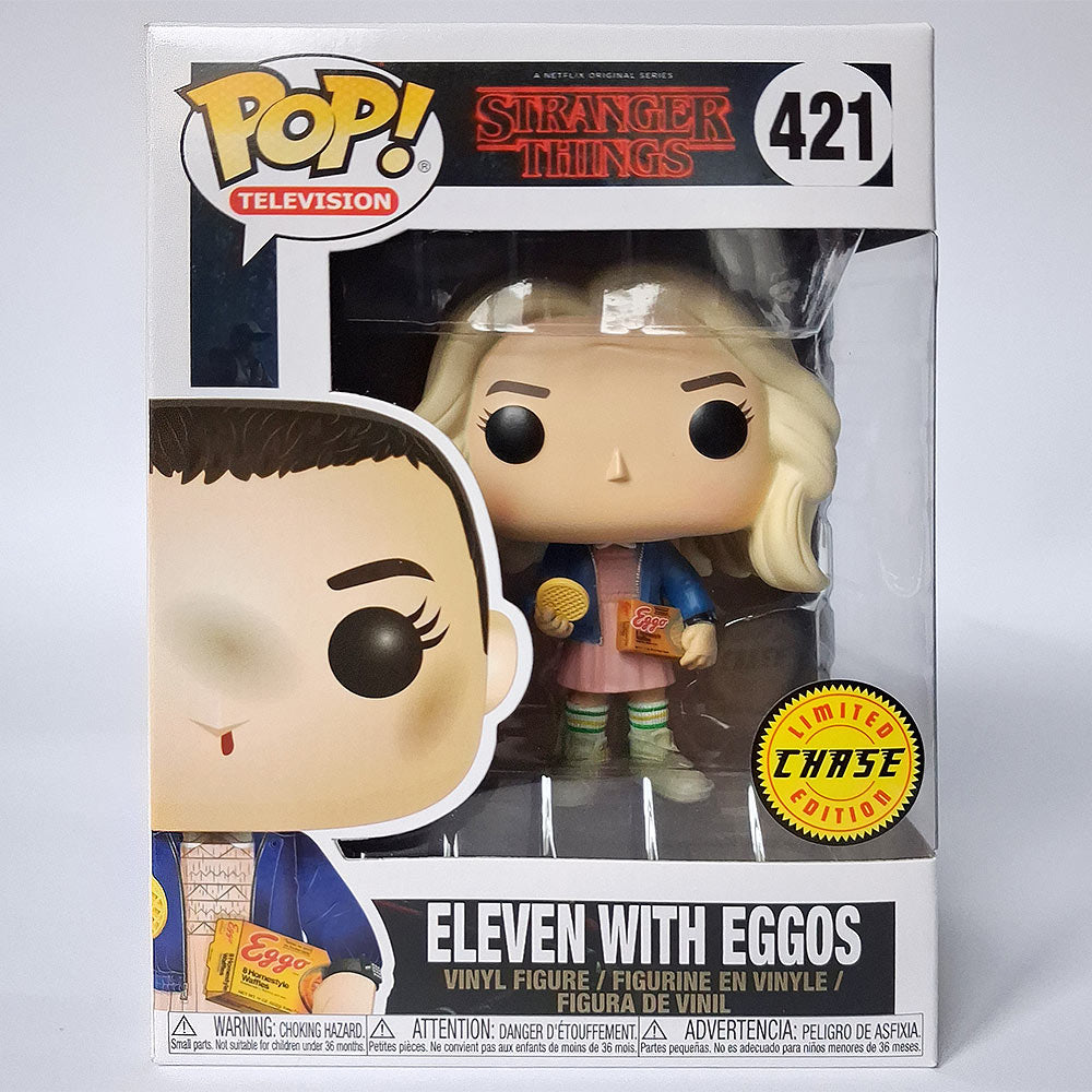 Funko Pop Eleven with Eggos #421 Stranger Things Chase edition vinyl figure collectible in box.