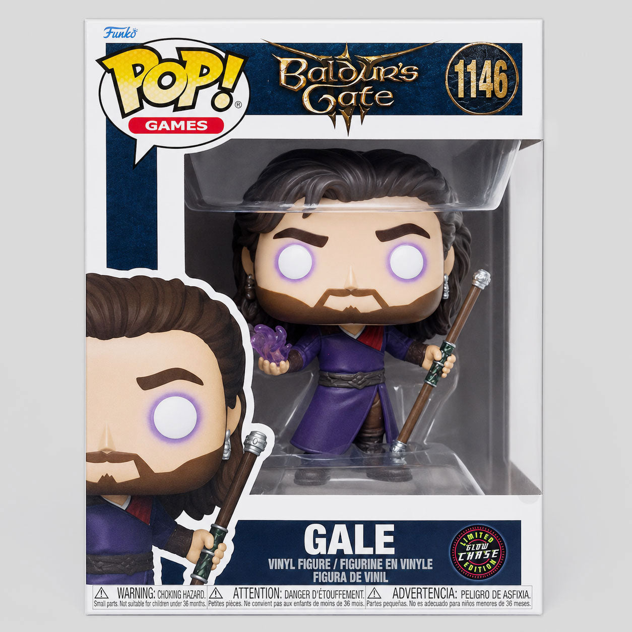 Funko Pop Gale #1146 Glow Chase Baldur’s Gate 3 vinyl figure collectible in original box.
