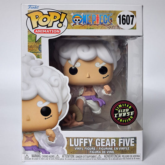 Funko Pop Luffy Gear Five #1607 Glow Chase edition One Piece vinyl collectible figure in box.
