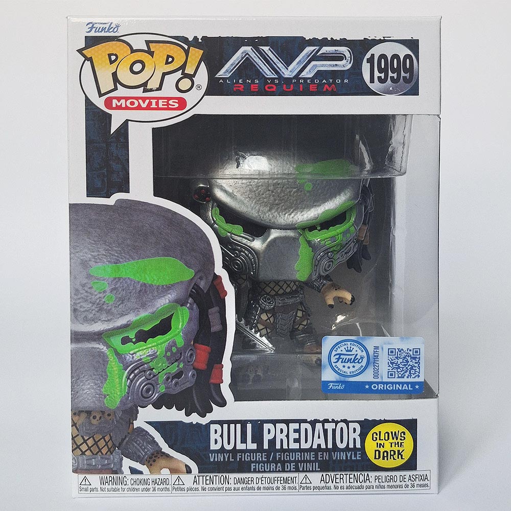 Funko Pop Bull Predator #1999 Glow in the Dark vinyl figure in box from AVP Requiem collectible edition.