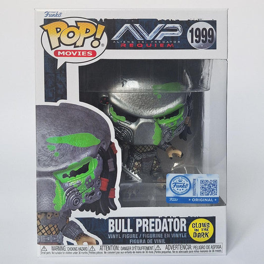 Funko Pop Bull Predator #1999 Glow in the Dark vinyl figure in box from AVP Requiem collectible edition.