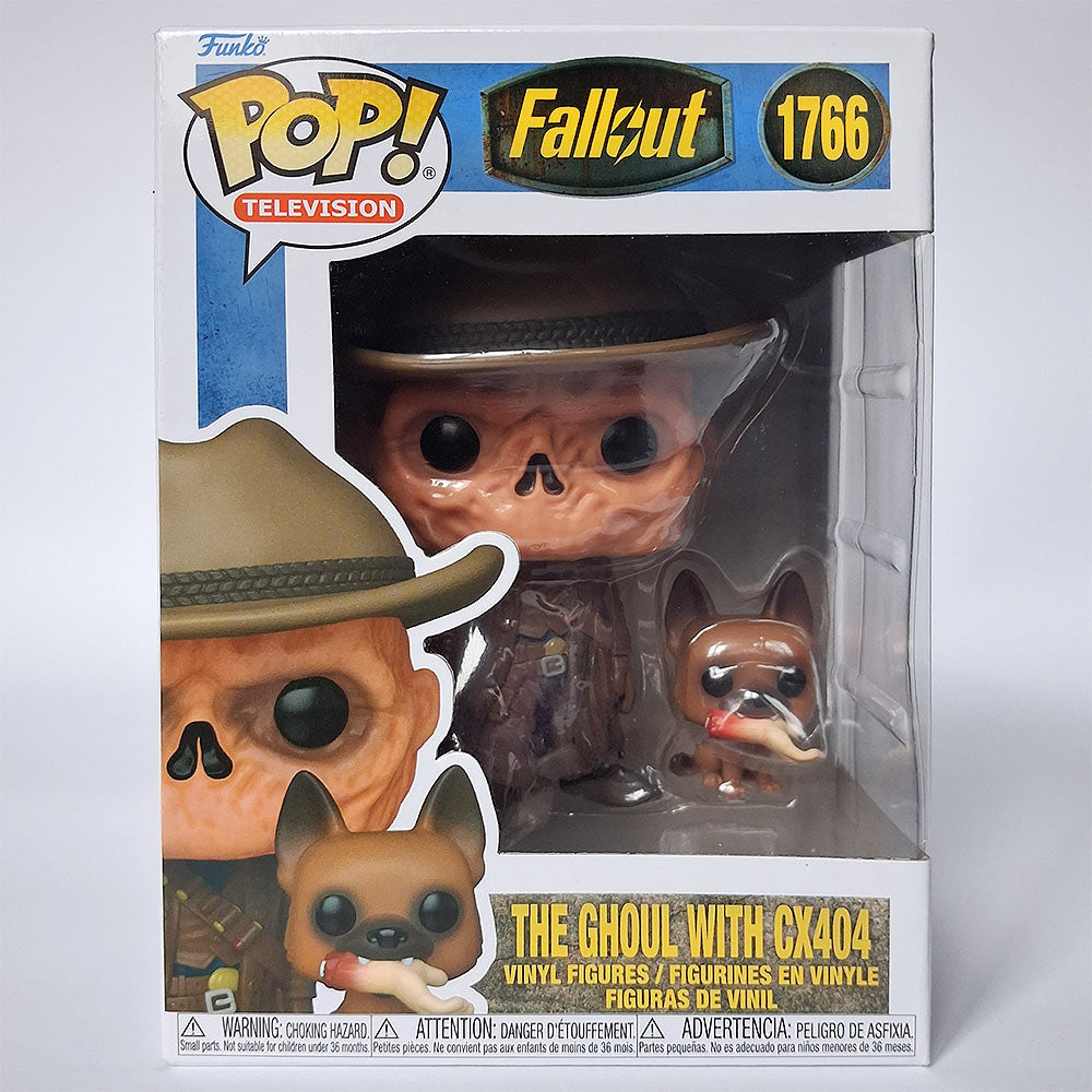 Funko Pop The Ghoul with CX404 #1766 Fallout vinyl collectible figure in box.