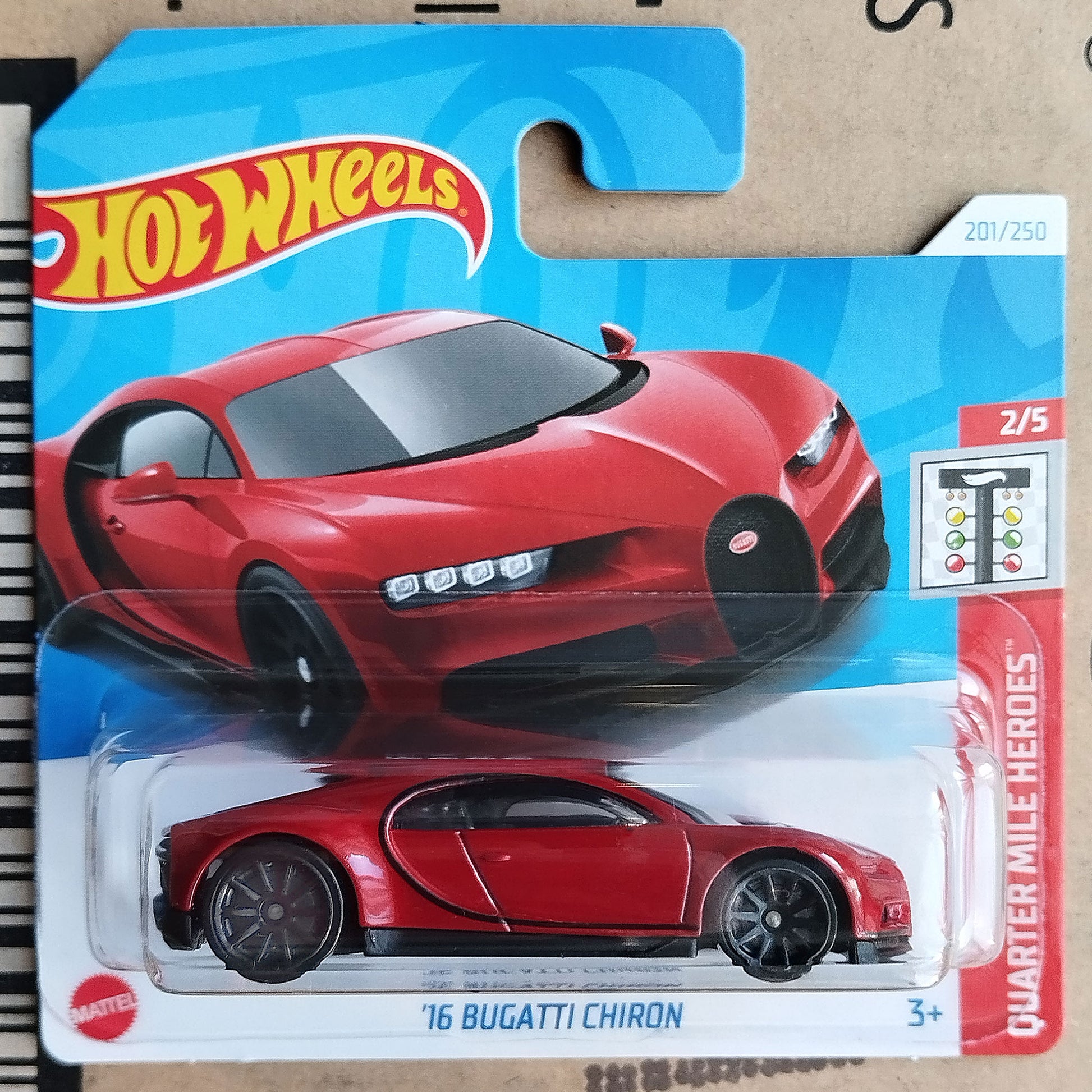 Hot Wheels 2016 Bugatti Chiron red die-cast hypercar in original packaging