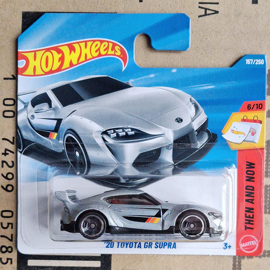 Hot Wheels 2020 Toyota GR Supra silver die-cast sports car in original packaging