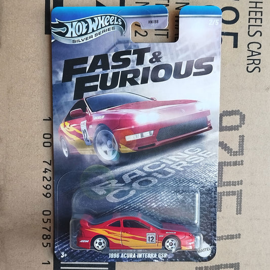 Hot Wheels Fast & Furious toy car packaging on a cardboard background