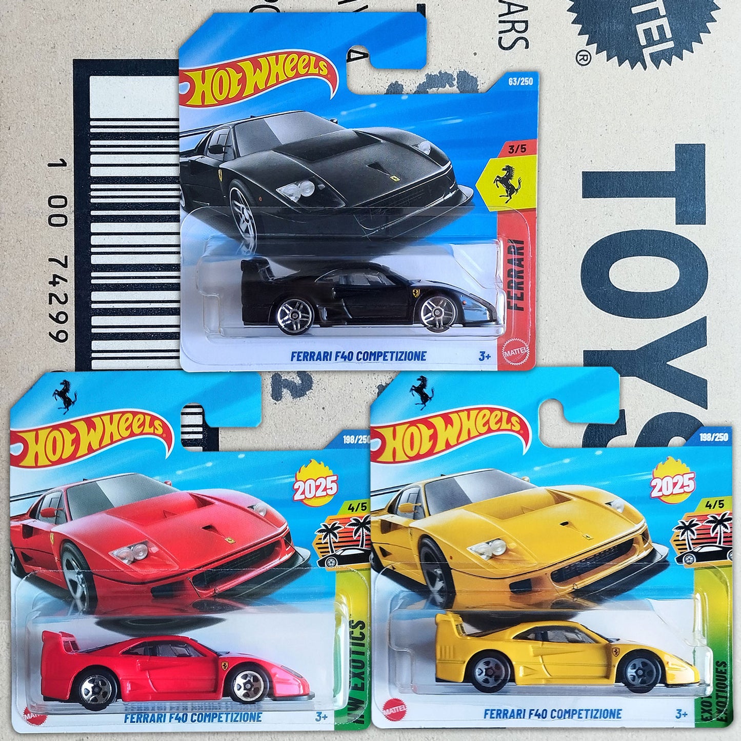 Hot Wheels Ferrari F40 Competizione 3 car set 1/64 diecast models in original blister packaging