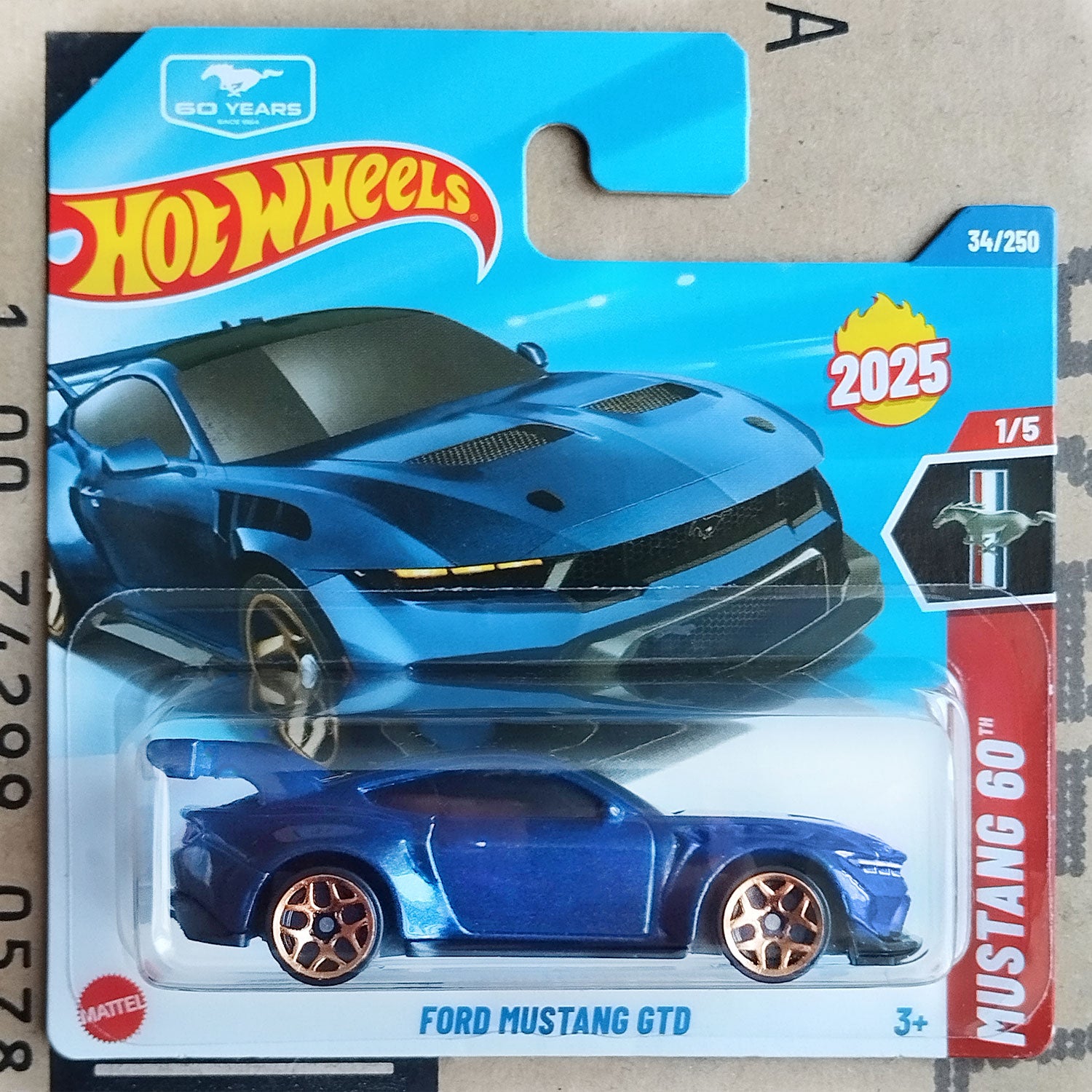 Hot Wheels Ford Mustang GTD Diecast 1/64 Scale Model in blister- Side View