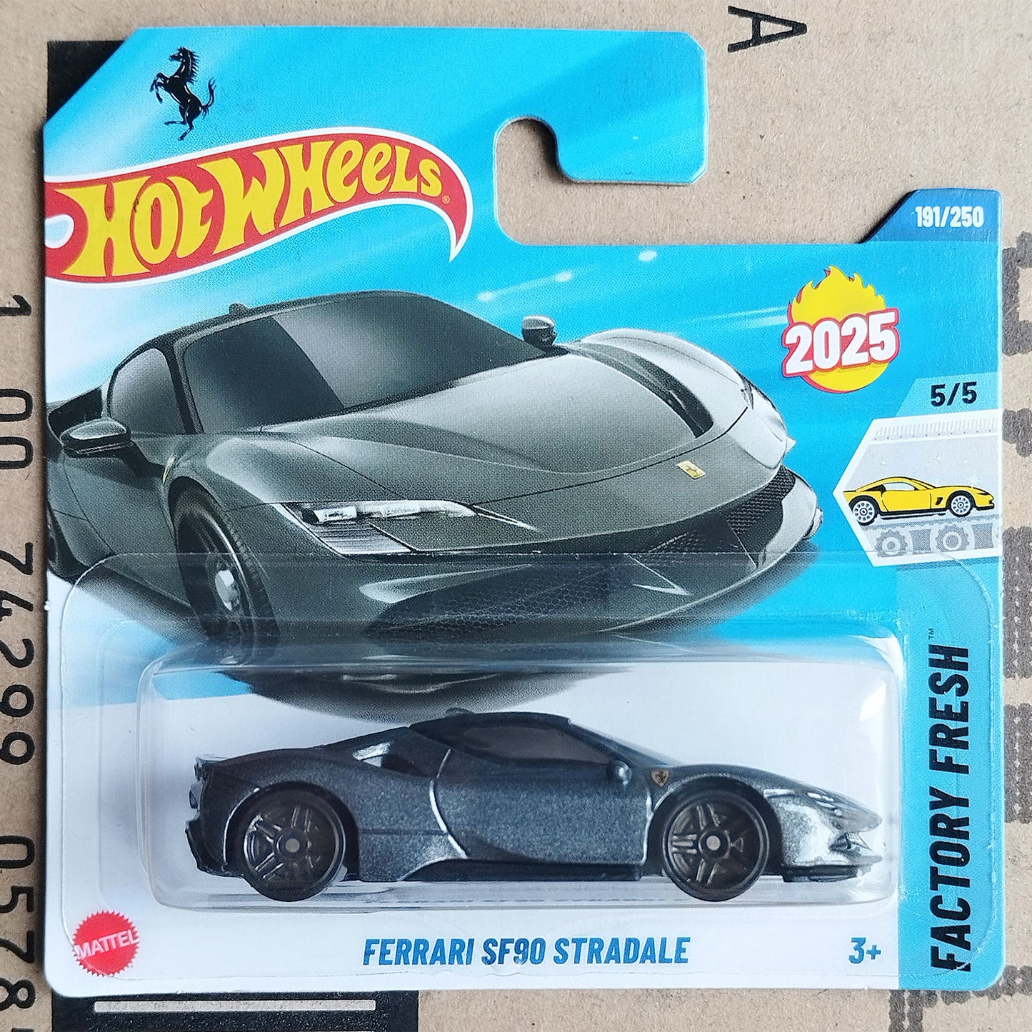Hot Wheels Grey Ferrari SF90 Stradale 1/64 diecast model car in original blister packaging