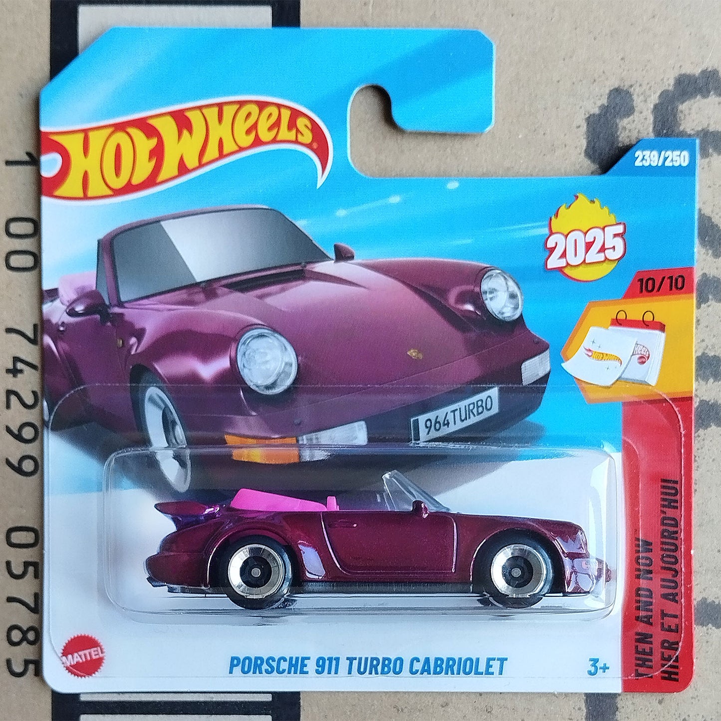 Hot Wheels Porsche 911 Turbo Cabriolet Deep Red Then and Now 1:64 Diecast Model 2025