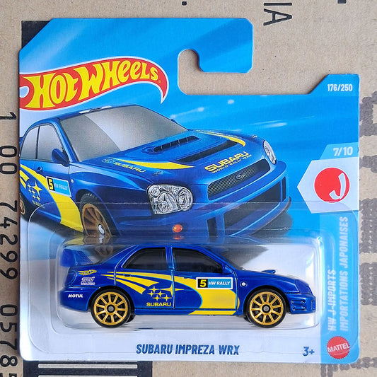 Hot Wheels Subaru Impreza WRX Blue Rally Car Gold Wheels JDM Diecast 1:64
