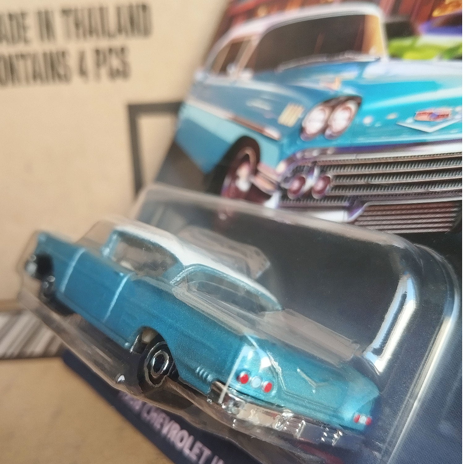 Matchbox 1958 Chevrolet Impala Diecast 1/64 Scale Model Car - close back view