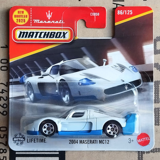 Matchbox 2004 Maserati MC12 White Blue Diecast Supercar 1:64 Collector