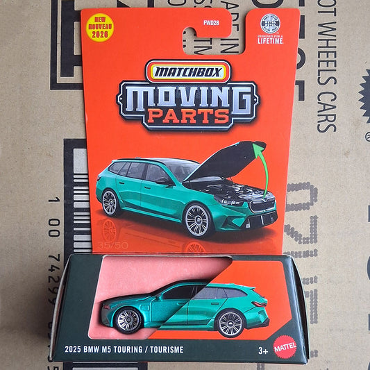 Matchbox Moving Parts 2025 BMW M5 Touring Green Wagon Diecast Car 1:64 Opening Hood