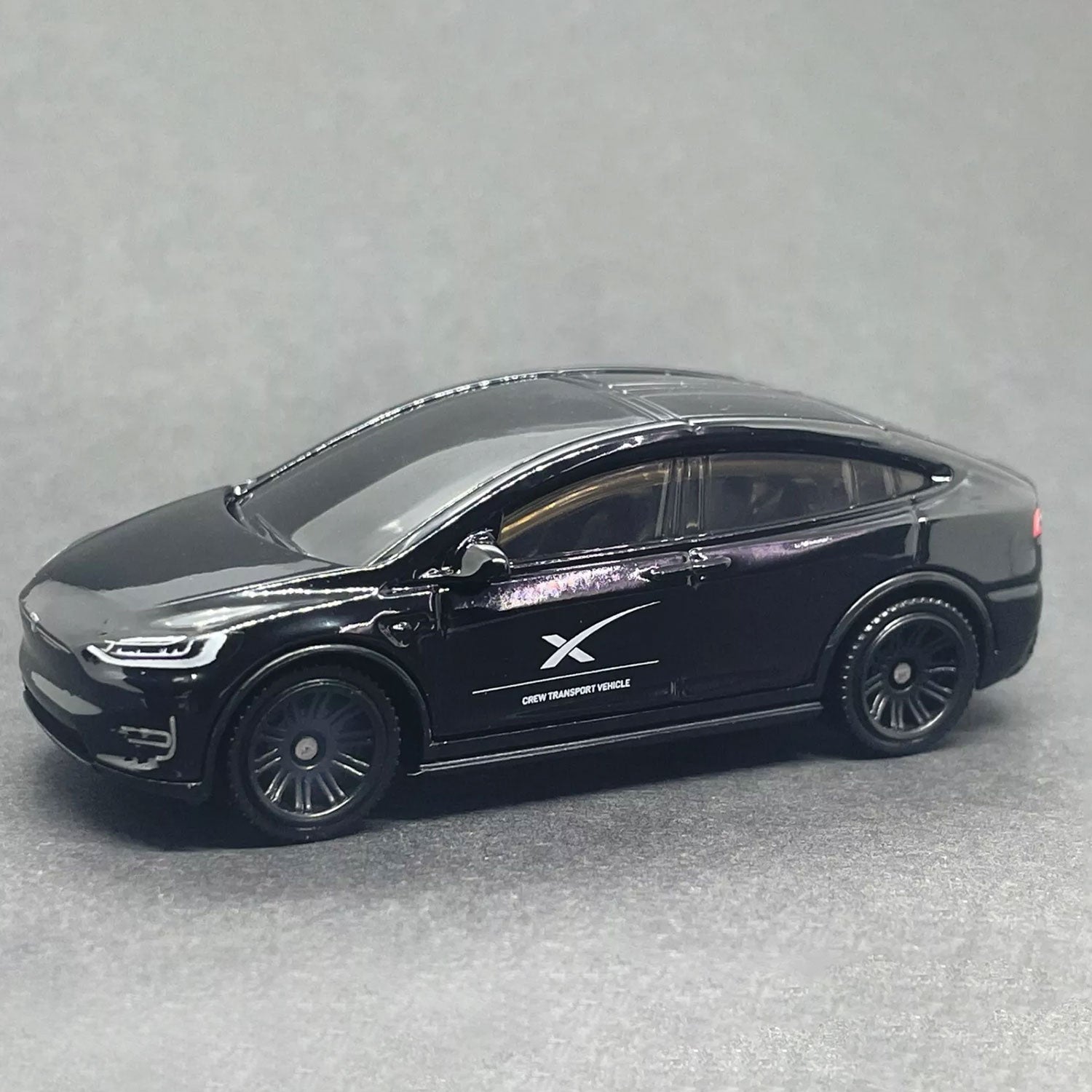 Side view of Matchbox TESLA Model X SpaceX diecast car