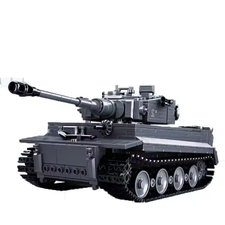 Sluban Tiger I tank building blocks model, assembled, front view